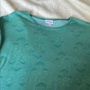 EUC LuLaRoe Irma-Green Disney ‘Hidden Mickey’ Short Sleeve T-Shirt